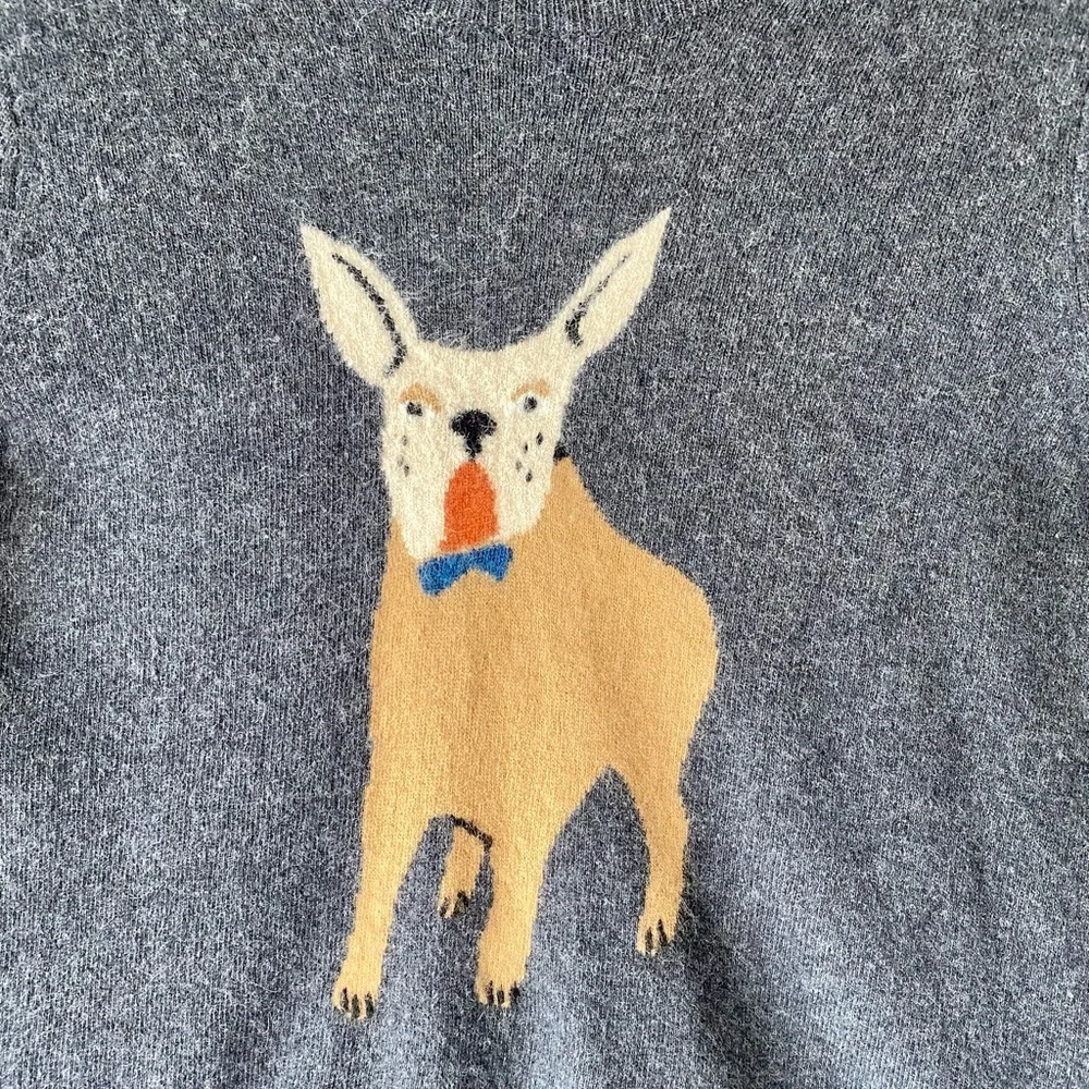 J Crew Official French Bulldog Sweater “Frenchie” Charcoal Gray Size Medium